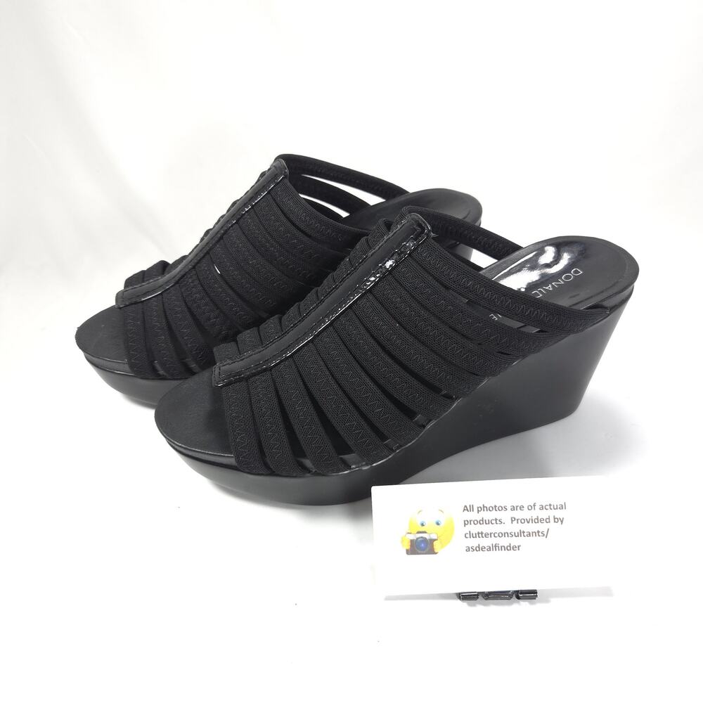 Donald Pliner Jackie Casual Wedge Heel Sandal Womens Size 8 Black